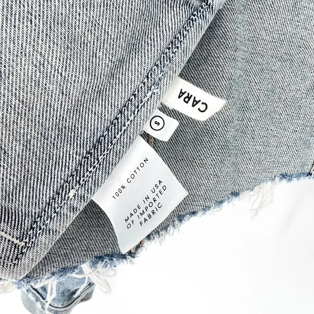 GRLFRND Cara Cropped Denim Jacket Women’s Size Small Mary Jane Distressed